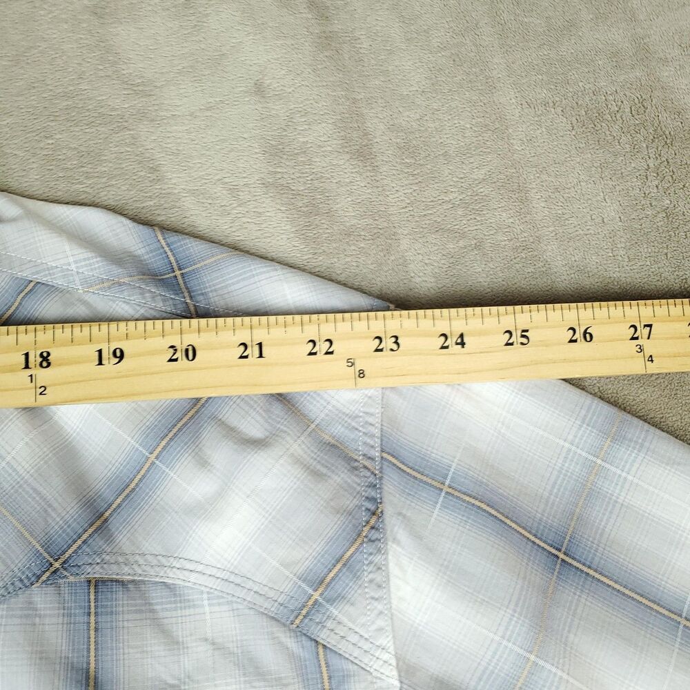 Stetson Shirt Mens XXL Blue White Plaid Pearl Snap Flip Cuff Western Cowboy - Picture 11 of 16